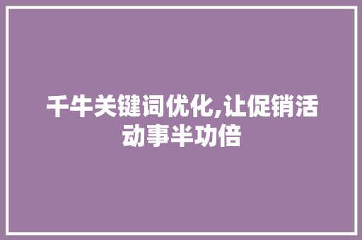 千牛关键词优化,让促销活动事半功倍