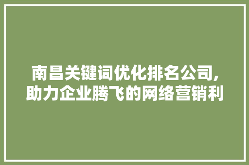 南昌关键词优化排名公司,助力企业腾飞的网络营销利器