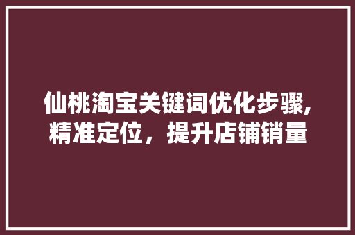 仙桃淘宝关键词优化步骤,精准定位，提升店铺销量  第1张