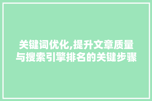 关键词优化,提升文章质量与搜索引擎排名的关键步骤
