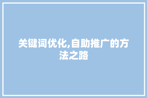 关键词优化,自助推广的方法之路  第1张